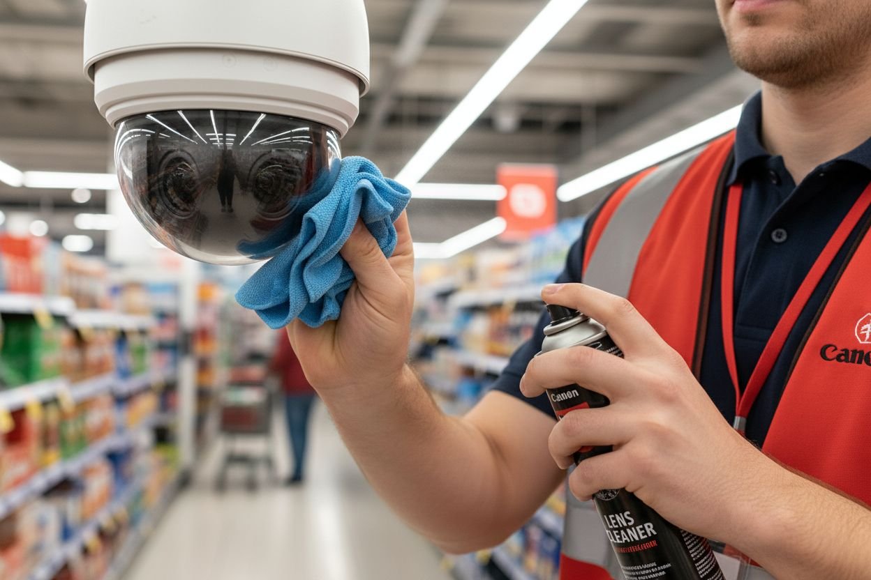 cleaning CCTV dome