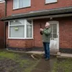 UK homeowner installing CCTV outside house