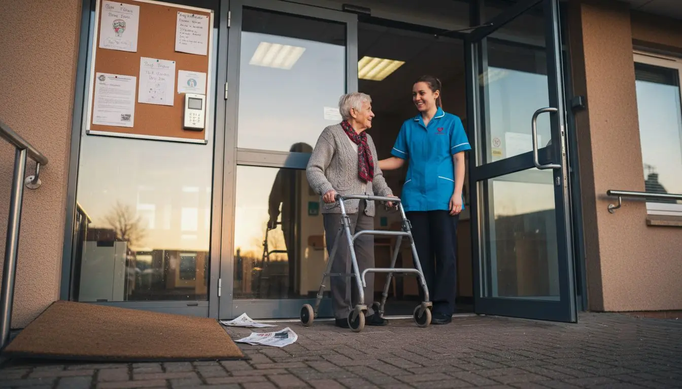 Care home entrance with security keypad Care home entrance with security keypad