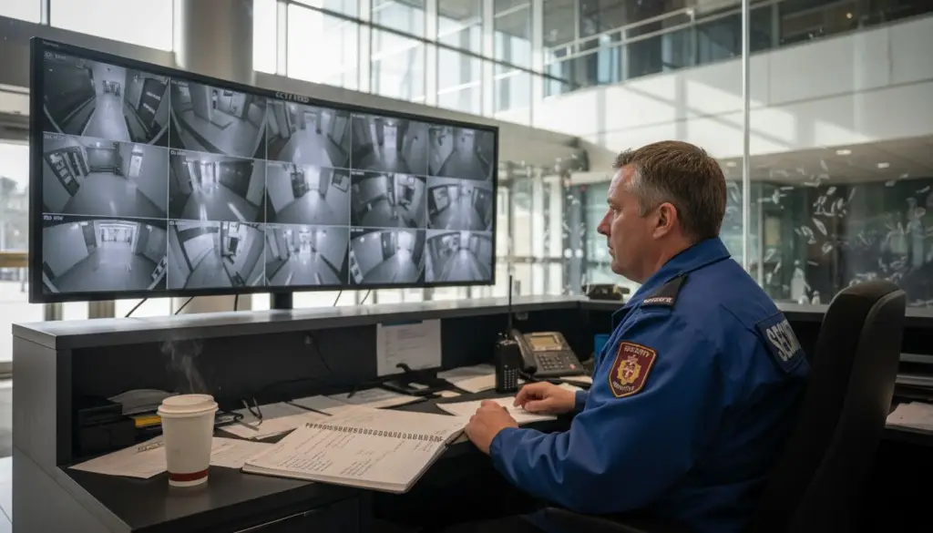 Security guard reviews Essex CCTV footage