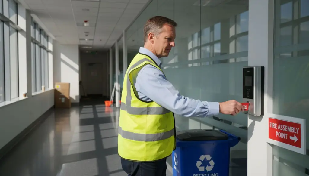 Facilities manager using office door entry system