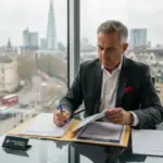 Security manager checks certification in city office