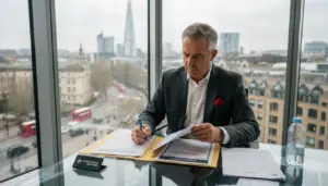 Security manager checks certification in city office