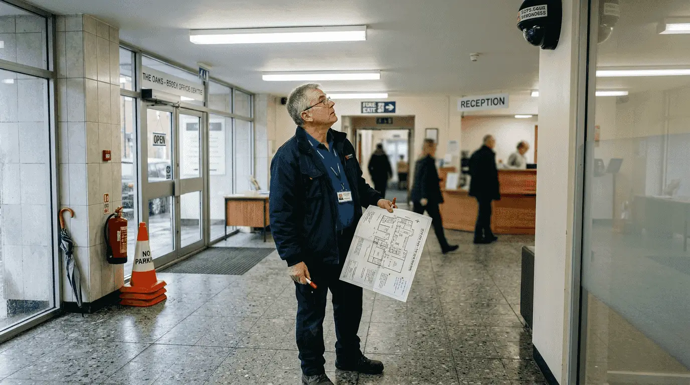 Facilities manager planning CCTV in Essex office