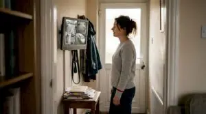 Homeowner checking live CCTV camera feeds