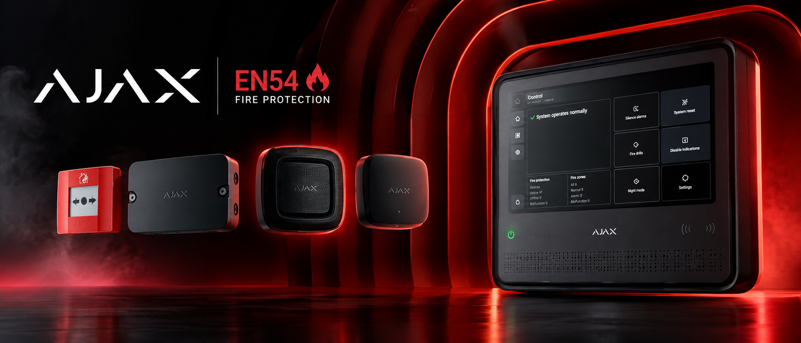 Ajax EN54 Fire Hub Jeweller wireless fire alarm control panel
