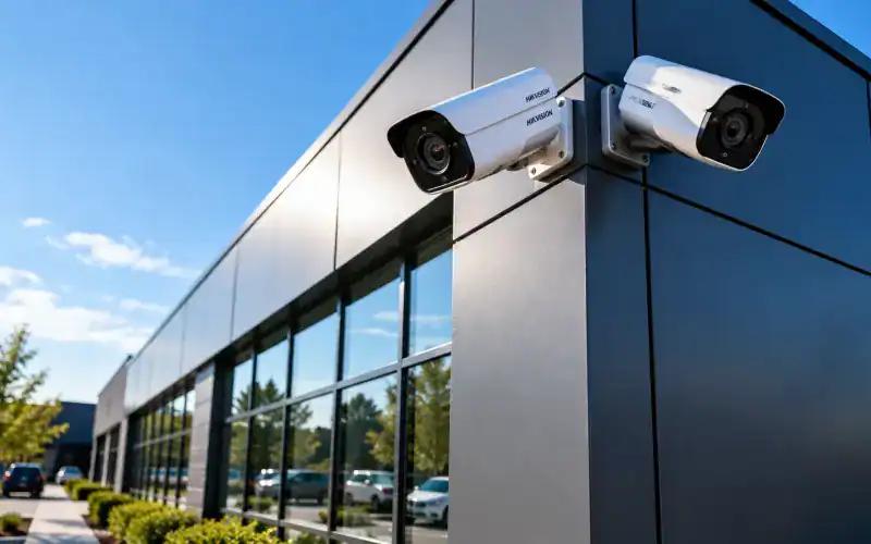 CCTV cameras protecting a commercial building